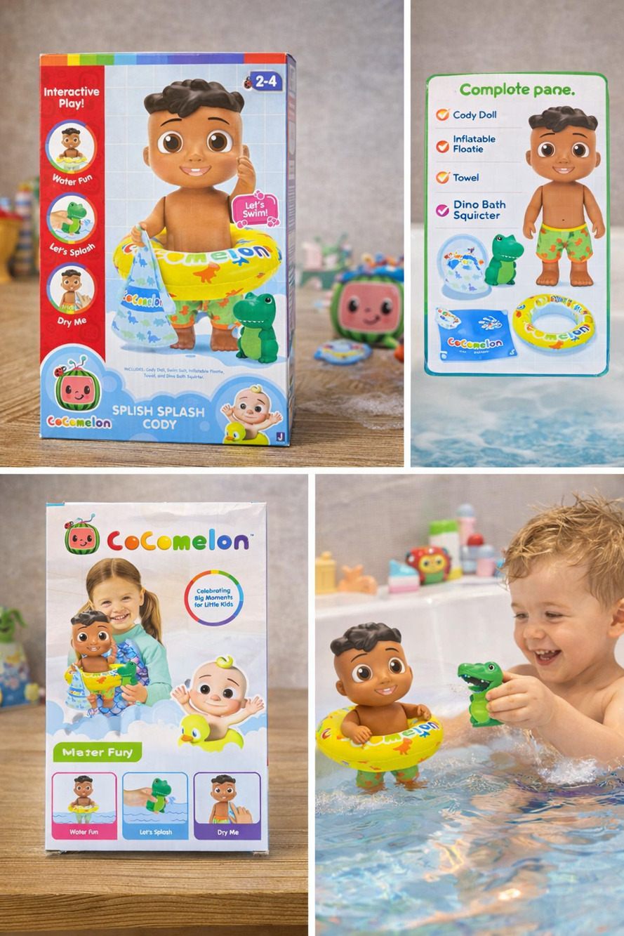 CoComelon “Splish Splash Cody” Bath Toy Set – Interactive Water Play Fun